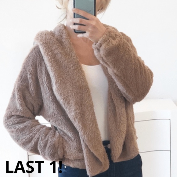 Looks by Lauren Jackets & Blazers - LAST 1! ST. MORITZ Brown Faux Fur Hoodie Jacket